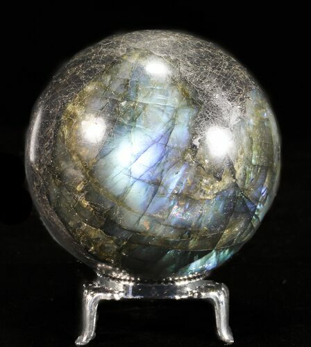 Flashy Labradorite Sphere - With Nickel Plated Stand #53581